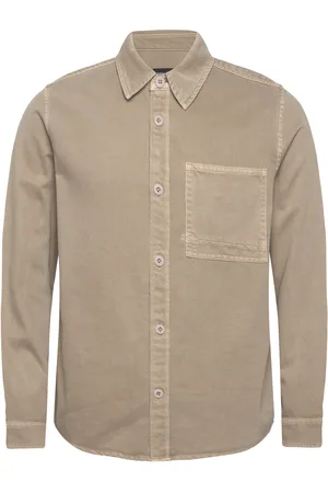 Denham Mens Shirt Long Sleeve Leisure Tops Shirts Casual Beige
