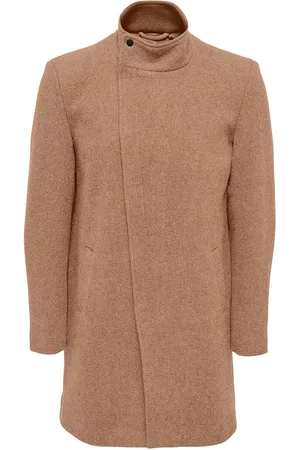 Only & Sons Onsjustin Highneck Wool Coat Otw Cs Tynd Frakke Beige