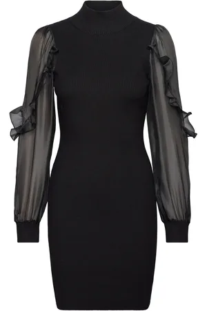 French Connection Krista Organza Puff Slv Dress Kort Kjole Black