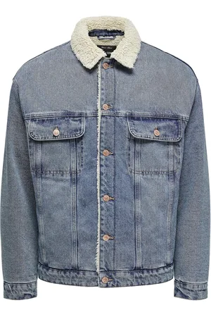 Only & Sons Onswilson Sherpa Dbtint 0970 Dnm Jacket Jakke Denimjakke Blue