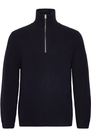 GARMENT PROJECT Half Zip Wool Knit - Navy Tops Knitwear Half Zip Jumpers Navy