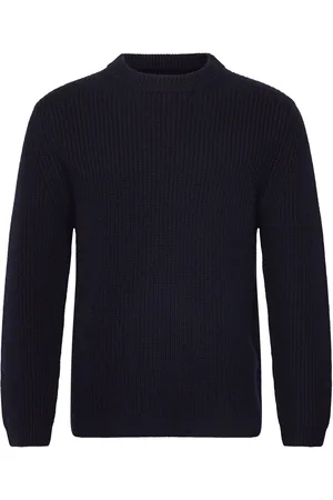 GARMENT PROJECT Boxy Wool Knit - Navy Tops Knitwear Round Necks Navy