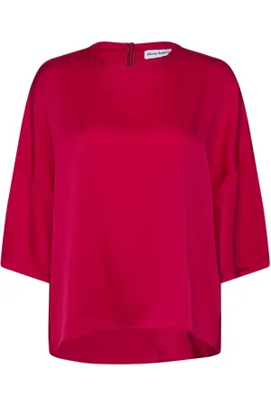 Ahlvar Gallery Thess Silk Tee Tops T-shirts & Tops Short-sleeved Red