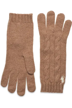 Ralph Lauren Cable-Knit Wool-Cashmere Gloves Accessories Gloves Finger Gloves Brown