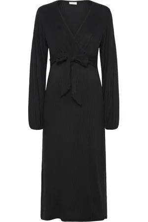 Mama;licious Mltrinity Tess Ls Jrs Midi Dress 2F Knælang Kjole Black