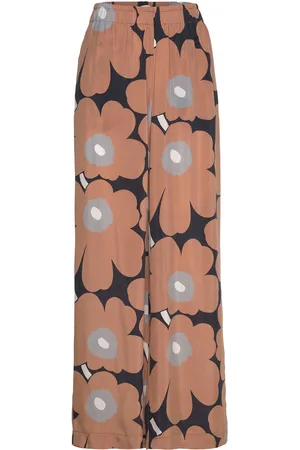 Marimekko Oanet Unikko Bottoms Trousers Wide Leg Brown