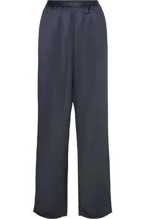 Ahlvar Gallery Ayla Satin Trousers Bottoms Trousers Straight Leg Navy