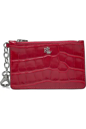 Ralph Lauren Croc-Embossed Leather Zip Card Case Bags Card Holders & Wallets Card Holder Red