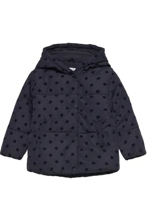 MANGO Flowers Print Quilted Anorak Outerwear Jackets & Coats Anoraks Navy