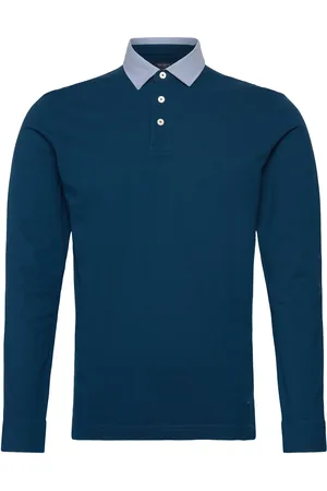 Hackett Woven Collar Ls Tops Polos Long-sleeved Blue