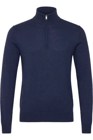 Hackett Cotton Cashmere Hzip Tops Knitwear Half Zip Jumpers Navy