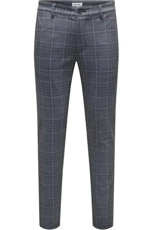 Only & Sons Onsmark Check 020923 Pant Bottoms Trousers Casual Grey