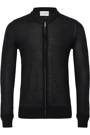 Bruun & Stengade Bs Alon Regular Fit Knitwear Tops Knitwear Full Zip Jumpers Black
