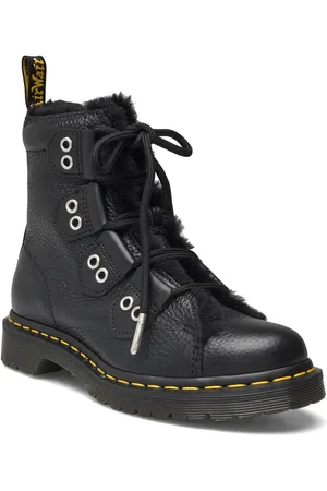 Dr. Martens 1460 Ltt Fl Black Milled Nappa+Wanama+Milo Fur Shoes Boots Ankle Boots Laced Boots Black