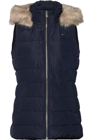 Tommy Hilfiger Heritage Down Tyra Vest With Fur Vests Padded Vests Navy