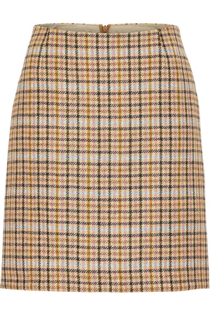 Newhouse Anna Glencheck Tweed Skirt Skirts Short Skirts Beige