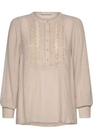 Freequent Fqshu-Blouse Tops Blouses Long-sleeved Beige
