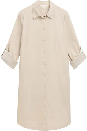 TOM TAILOR Solid Corduroy Dress Knælang Kjole Beige