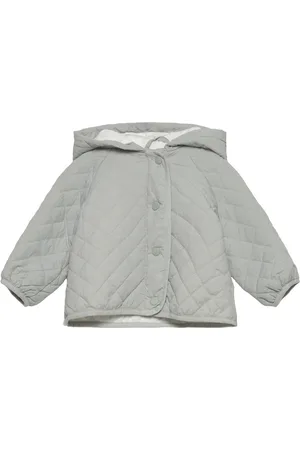 MANGO Hooded Coat Outerwear Jackets & Coats Quilted Jackets Grey