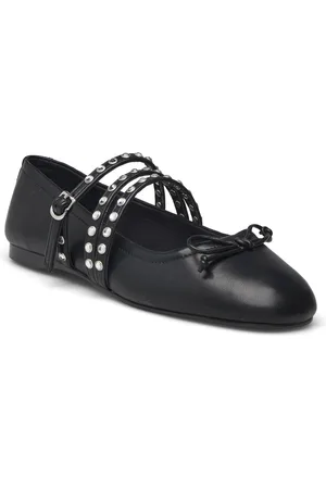 MANGO Studded Ballet Flats With Straps Ballerinasko Ballerinaer Black