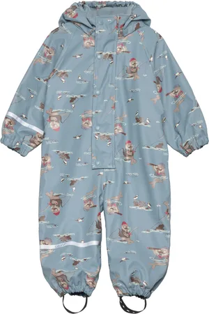 CeLaVi Rainwear Suit - Aop, W. Fleece Outerwear Coveralls Rainwear Coveralls Blue