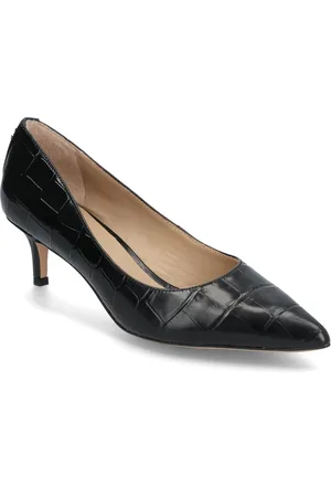 Ralph Lauren Adrienne Crocodile-Embossed Leather Pump Shoes Heels Pumps Classic Black