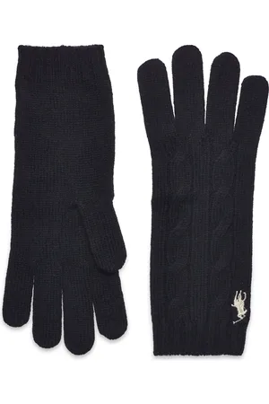 Ralph Lauren Cable-Knit Wool-Cashmere Gloves Accessories Gloves Finger Gloves Black
