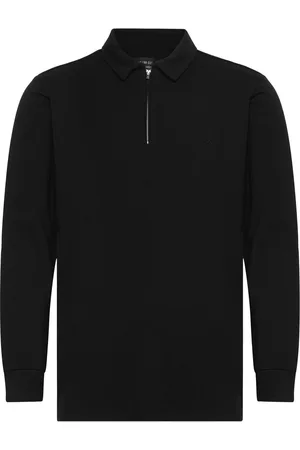 Clean Cut Clean Formal Polo L/S Tops Knitwear Long Sleeve Knitted Polos Black