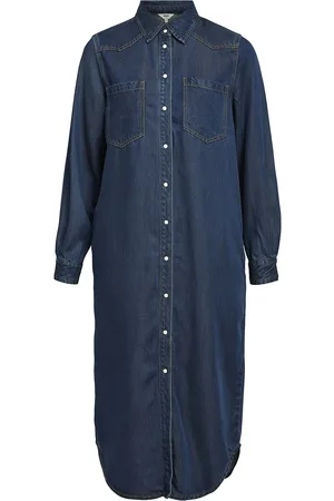 Object Objframa Dnm Lo L/S Shirt Dress Cc1 Aw Knælang Kjole Navy