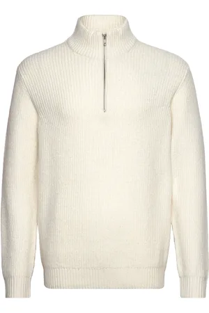 Lindbergh Stand-Up Collar Knit Tops Knitwear Half Zip Jumpers Cream