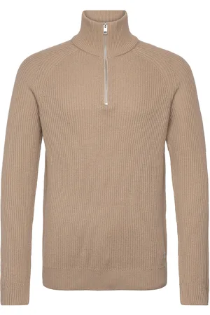 JACK & JONES Jjpannel Knit Half Zip Aw24 Tops Knitwear Half Zip Jumpers Beige Jack & J S