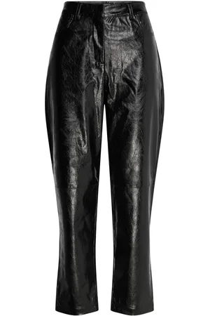 French Connection Emmett Pu Tapered Trouser Bottoms Trousers Leather Leggings-Bukser Black