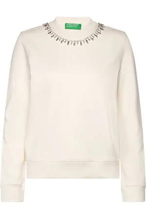 Benetton Sweater L/S Tops Sweatshirts & Hoodies Sweatshirts Cream