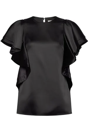 By Malina Ada Frill Over D Blouse Tops Blouses Short-sleeved Black