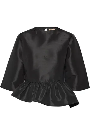 Stella Nova Crispy Peplum Blouse Tops Blouses Short-sleeved Black