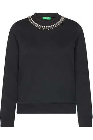 Benetton Sweater L/S Tops Sweatshirts & Hoodies Sweatshirts Black