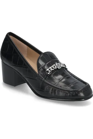 Ralph Lauren Winslet Crocodile-Embossed Leather Pump Shoes Heels Heeled Loafers Black