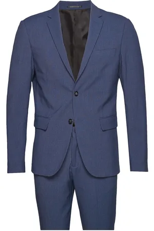 Lindbergh Plain Mens Suit - Normal Length Habit Blue