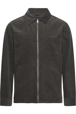 Lindbergh Zip Through Corduroy Overshirt Tops Knitwear Full Zip Jumpers Khaki Green