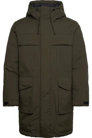 Knowledge Cotton Apparal Apex Canvas Long Padded Coat - Grs Parka Jakke Khaki Green