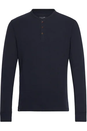 Superdry Merchant Grandad Top Tops T-Langærmet Skjorte Navy