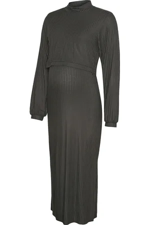 Mama;licious Mltrinity June Ls Jrs Midi Dress 2F Knælang Kjole Grey