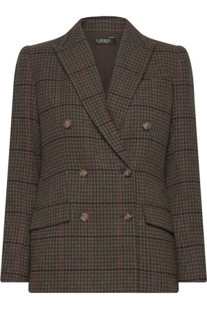 Ralph Lauren Glen Checktk! Double-Breasted Blazer Blazers Double Breasted Blazers Khaki Green