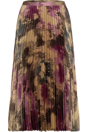Ralph Lauren Floral Pleated Satin Charmeuse Skirt Skirts Knee-length & Midi Skirts Multi/patterned