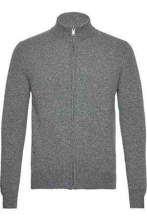 Hackett Lambswool Fzip Tops Knitwear Full Zip Jumpers Grey