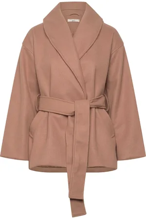 Gina Tricot Shawl Collar Short Coat Uldjakke Jakke Beige