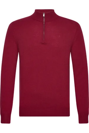 Hackett Lambswool Hzip Tops Knitwear Half Zip Jumpers Red