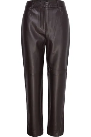 French Connection Crolenda Pu Trousers Bottoms Trousers Leather Leggings-Bukser Brown