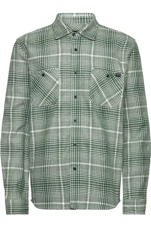 Edwin Millenium Shirt Ls-Green / White Tops Overshirts Green