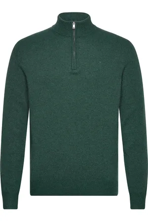 Hackett Lambswool Hzip Tops Knitwear Half Zip Jumpers Green